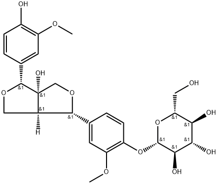 8-Hydroxypinoresinol-4'-O-beta-D-glucopyranoside Structure
