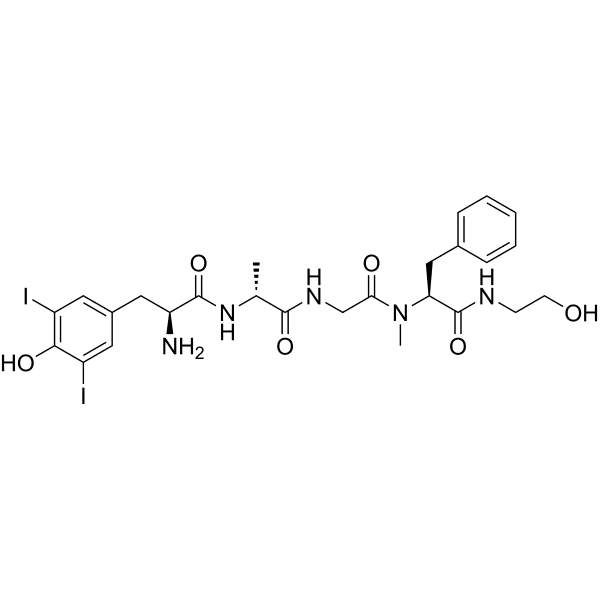 (3, 5-Diiodo-Tyr1, D-Ala2, N-Me-Phe4, glycinol5)-Enkephalin Structure