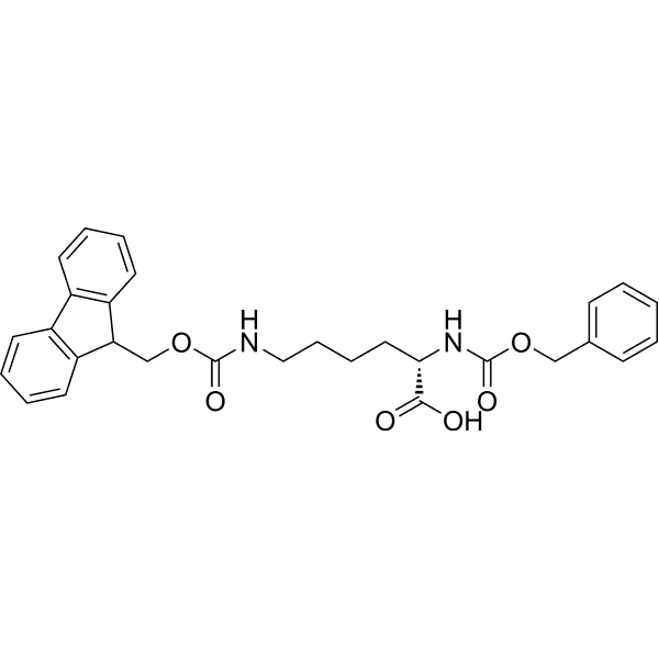 N6-(((9H-Fluoren-9-yl)methoxy)carbonyl)-N2-((benzyloxy)carbonyl)-L-lysine Structure