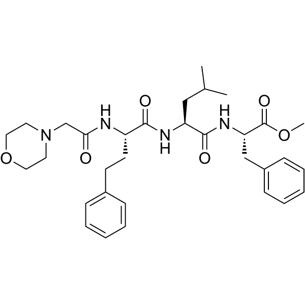 (S)-methyl 2-((S)-4-methyl-2-((S)-2-(2-morpholinoacetamido)-4-phenylbutanamido)pentanamido)-3-phenylpropanoate Structure