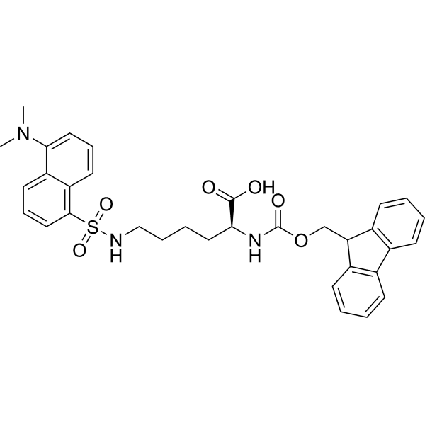N2-(((9H-Fluoren-9-yl)methoxy)carbonyl)-N6-((5-(dimethylamino)naphthalen-1-yl)sulfonyl)-L-lysine Structure