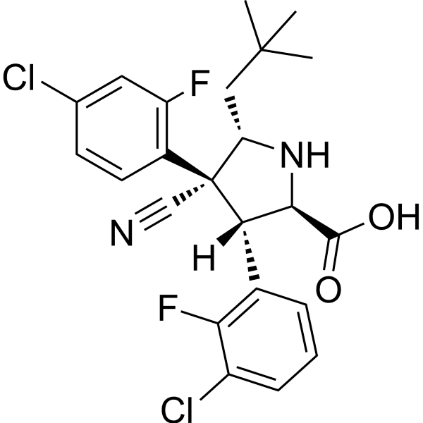 (3S, 4R, 5S)-rel-3-(3-Chloro-2-fluorophenyl)-4-(4-chloro-2-fluorophenyl)-4-cyano-5-neopentylpyrrolidine-2-carboxylic acid Structure