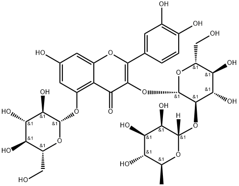 Quercetin-3-O-[alpha-L-rhamnose-(1->2)-beta-D-glucopyranosyl]-5-O-beta-D-glucopyranoside Structure