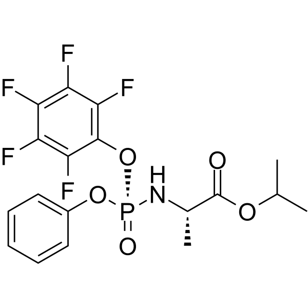 Isopropyl ((R)-(perfluorophenoxy)(phenoxy)phosphoryl)-L-alaninate Structure
