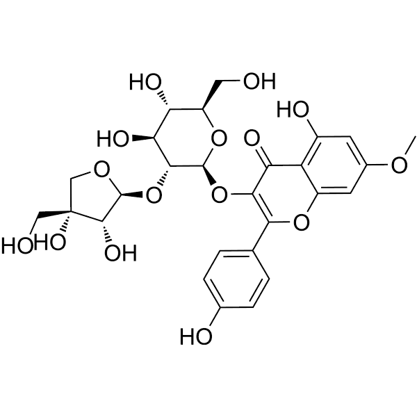 Rhamnocitrin 3-apiosyl-(1->2)-glucoside Structure
