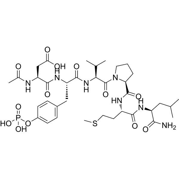 Ac-Asp-Tyr(PO3H2)-Val-Pro-Met-Leu-NH2 Structure