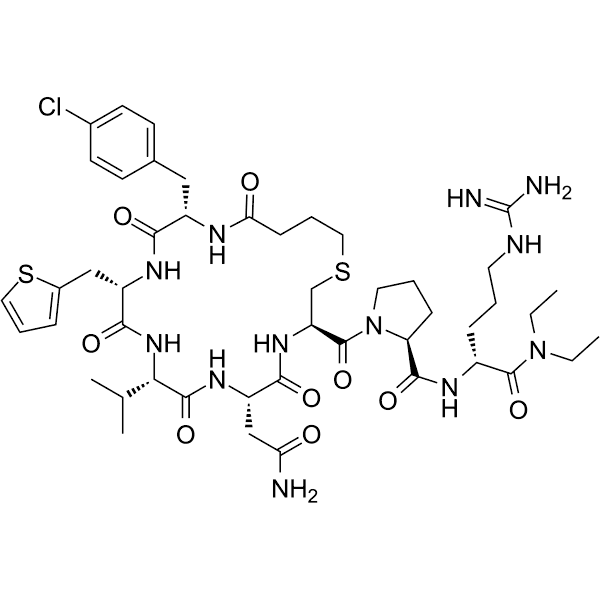 c(Bua-Cpa-Thi-Val-Asn-Cys)-Pro-Agm Structure