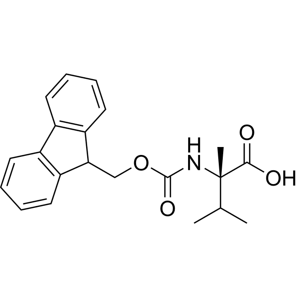 (S)-2-((((9H-Fluoren-9-yl)methoxy)carbonyl)amino)-2, 3-dimethylbutanoic acid Structure