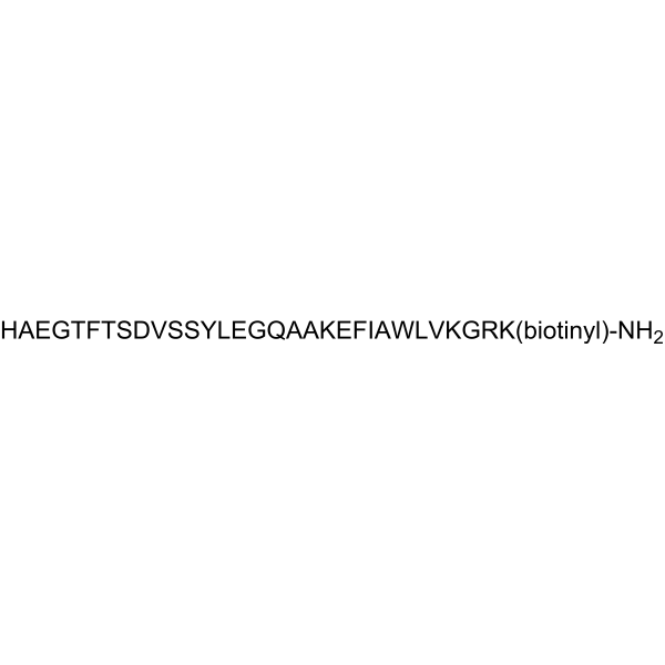 GLP-1 (7-36)-Lys(biotinyl) amide (human, bovine, guinea pig, mouse, rat) Structure