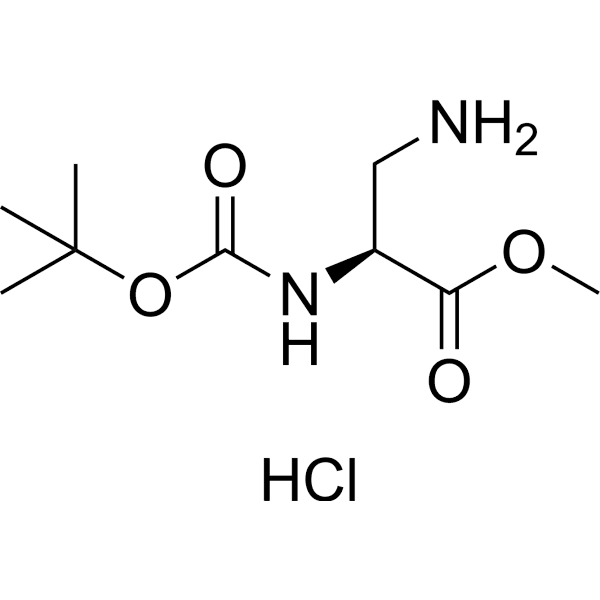 (S)-Methyl 3-amino-2-((tert-butoxycarbonyl)amino)propanoate hydrochloride Structure