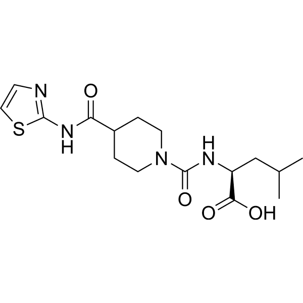 (4-(Thiazol-2-ylcarbamoyl)piperidine-1-carbonyl)-L-leucine Structure