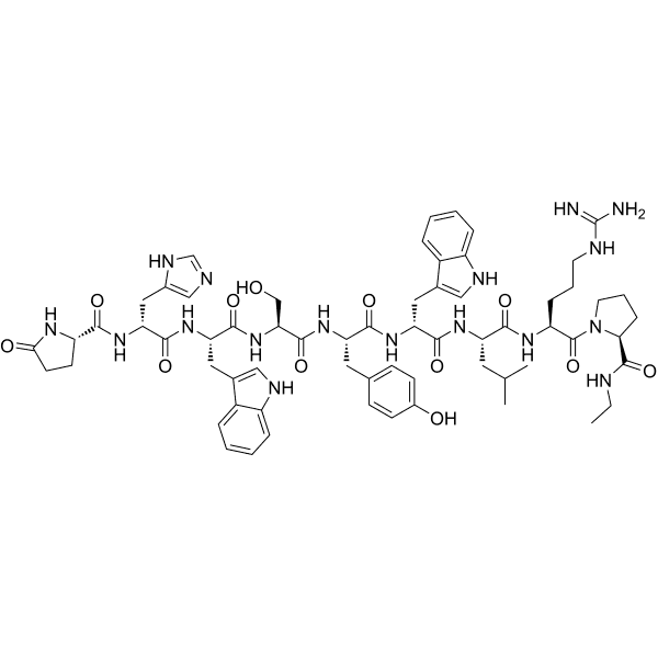 (Des-Gly10, D-His2, D-Trp6, Pro-NHEt9)-LHRH Structure