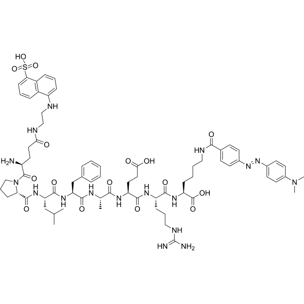 Glu(EDANS)-Pro-Leu-Phe-Ala-Glu-Arg-Lys(DABCYL) Structure
