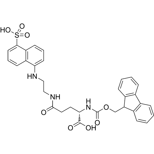N2-(((9H-Fluoren-9-yl)methoxy)carbonyl)-N2-(2-((5-sulfonaphthalen-1-yl)amino)ethyl)-L-glutamine Structure
