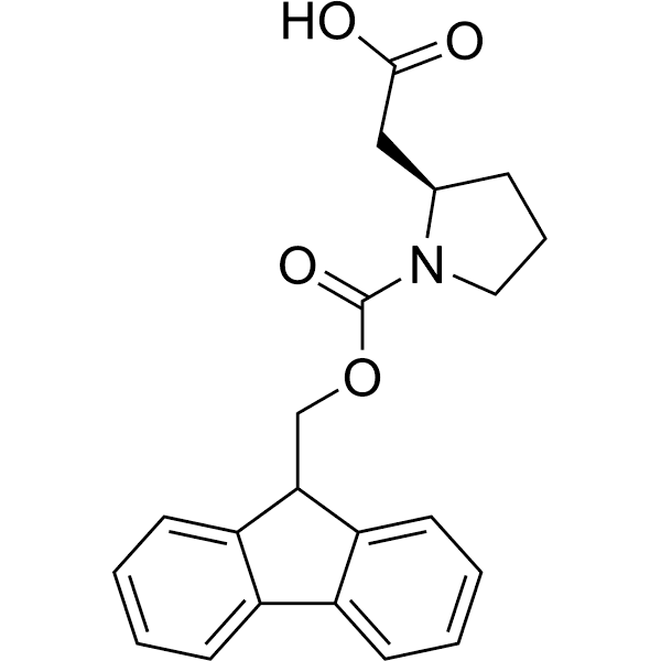 (R)-2-(1-(((9H-Fluoren-9-yl)methoxy)carbonyl)pyrrolidin-2-yl)acetic acid Structure