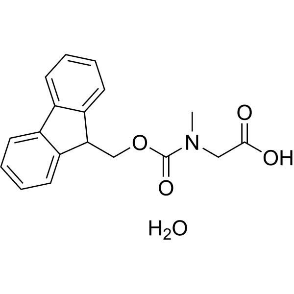 2-((((9H-Fluoren-9-yl)methoxy)carbonyl)(methyl)amino)acetic acid hydrate Structure