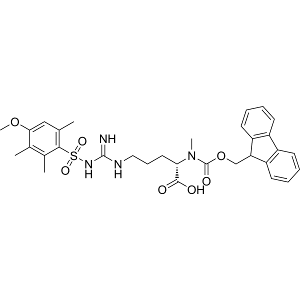 N2-(((9H-Fluoren-9-yl)methoxy)carbonyl)-Nw-((4-methoxy-2, 3, 6-trimethylphenyl)sulfonyl)-N2-methyl-L-arginine Structure