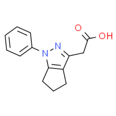 1,4,5,6-Tetrahydro-1-phenyl-3-cyclopentapyrazoleacetic acid  Structure