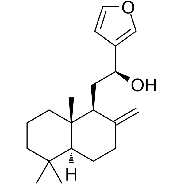 15,16-Epoxy-12-hydroxylabda-8(17),13(16),14-triene Structure