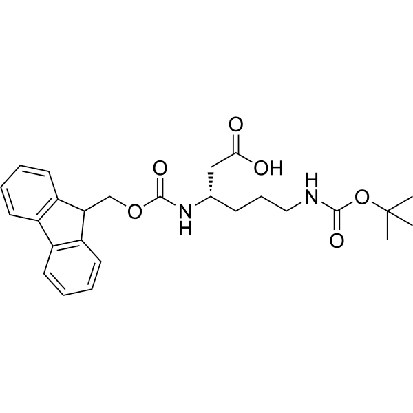 (S)-3-((((9H-Fluoren-9-yl)methoxy)carbonyl)amino)-6-((tert-butoxycarbonyl)amino)hexanoic acid Structure