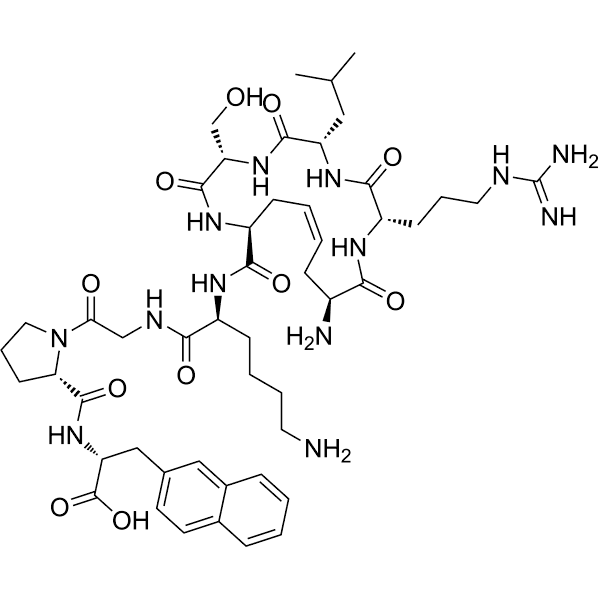 NH2-c[X-R-L-S-X]-K-G-P-(D-2Nal) Structure