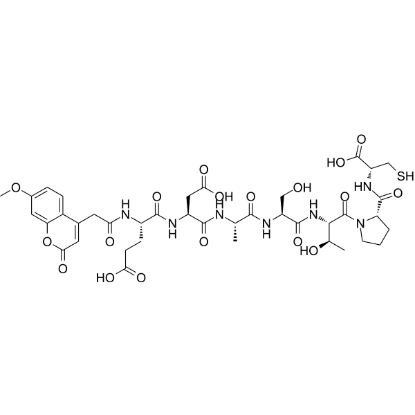 Mca-Glu-Asp-Ala-Ser-Thr-Pro-Cys-OH Structure