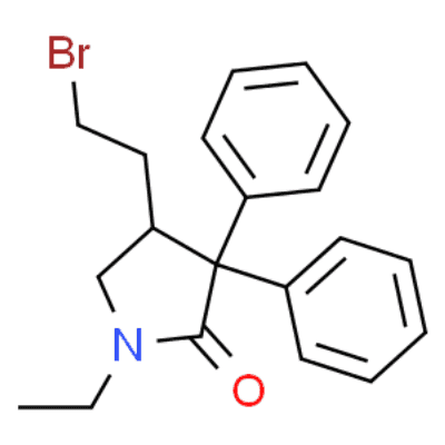 4-(2-bromo-ethyl)-1-ethyl-3,3-diphenyl-pyrrolidin-2-one  Structure