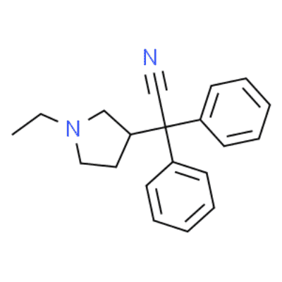 2-(1-ethylpyrrolidin-3-yl)-2,2-diphenylacetonitrile  Structure
