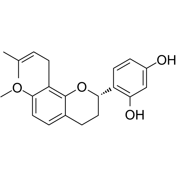 2',4'-Dihydroxy-7-methoxy-8-prenylflavan Structure