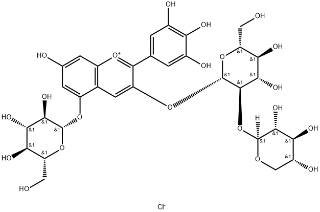 Delphinidin-3-O-sambubioside-5-O-glucoside chloride Structure