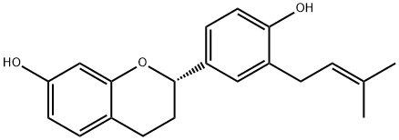 (2S)-7,4'-Dihydroxy-3'-prenylflavan Structure