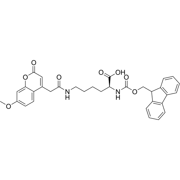 N2-(((9H-Fluoren-9-yl)methoxy)carbonyl)-N6-(2-(7-methoxy-2-oxo-2H-chromen-4-yl)acetyl)-L-lysine Structure