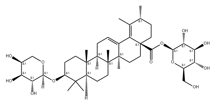 3beta-(alpha-L-Arabinopyranosyloxy)urs-12,18-dien-28-oic acid beta-D-glucopyranosyl ester Structure
