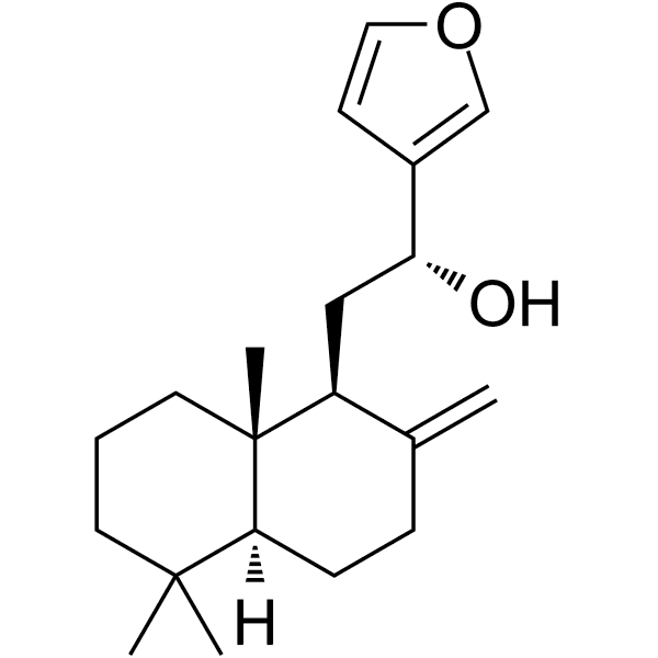15,16-Epoxy-12R-hydroxylabda-8(17),13(16),14-triene Structure