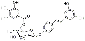 Resveratrol-4′-O-(6′′-O-galloyl)-glucopyranoside Structure