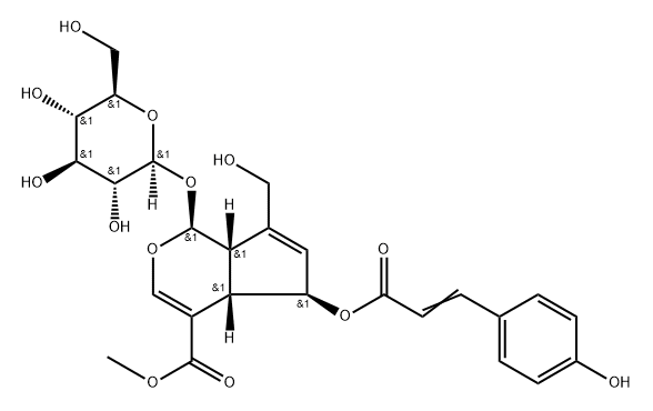 (E)-6-O-(p-coumaroyl)scandoside methyl ester Structure