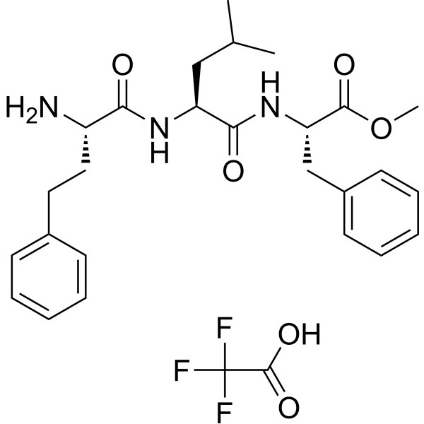 (S)-Methyl 2-((S)-2-((S)-2-amino-4-phenylbutanamido)-4-methylpentanamido)-3-phenylpropanoate 2, 2, 2-trifluoroacetate Structure