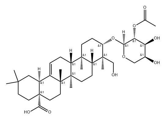 Hederagenin 3-O-(2-O-acetyl-alpha-L-arabinopyranoside) Structure