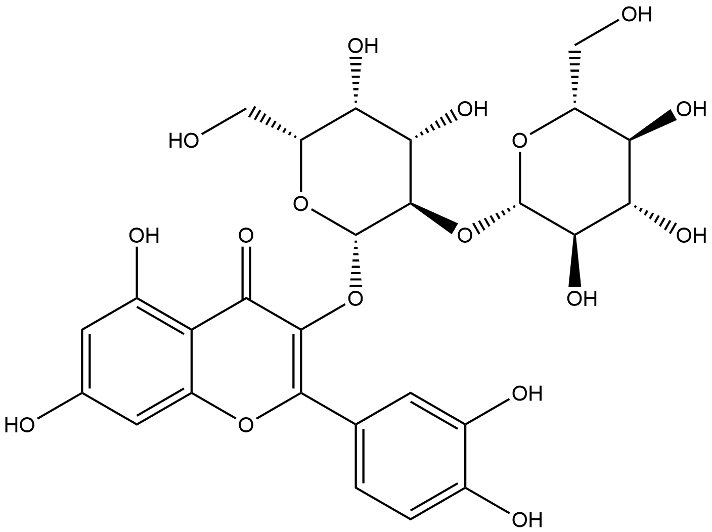Quercetin 3-glucosyl-(1->2)-galactoside Structure