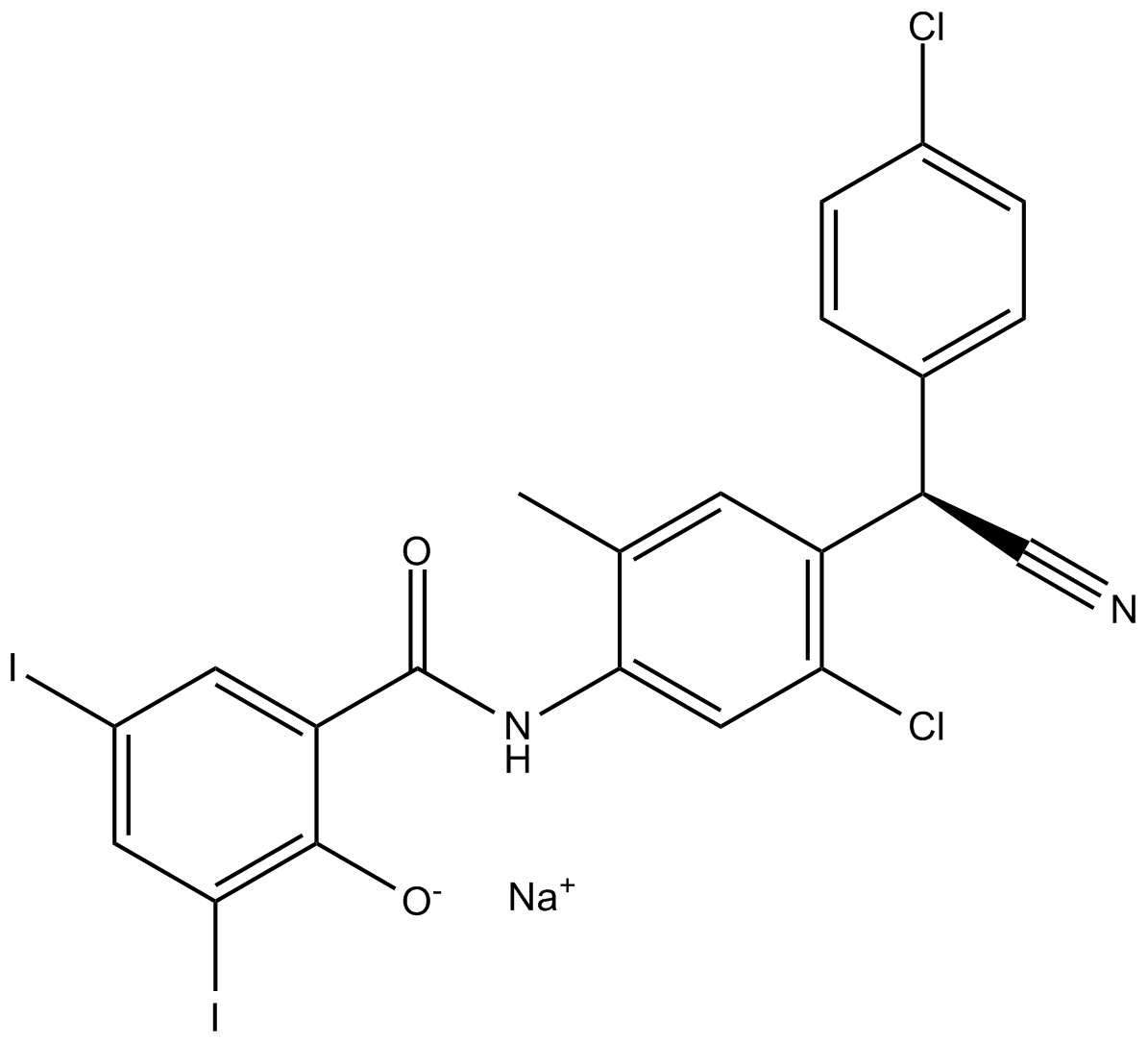 Closantel Sodium Structure